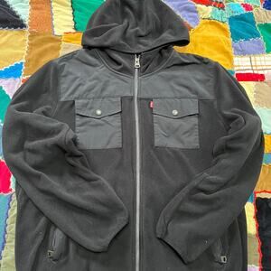 Levi’s Cotton Blended Black Full Zip Hoodie Large